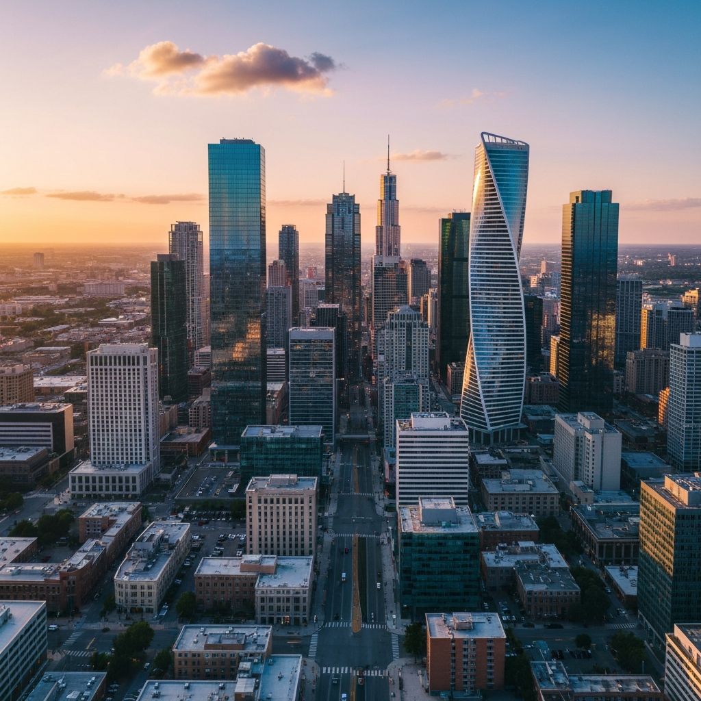 City skyline aerial view